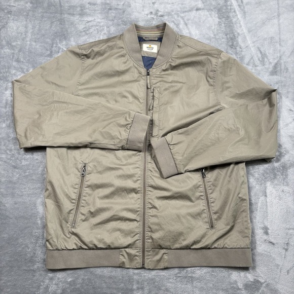Marine Layer Other - Marine Layer Men's XL Rossland Dry Wax Canvas Bomber Jacket Olive Green EUC